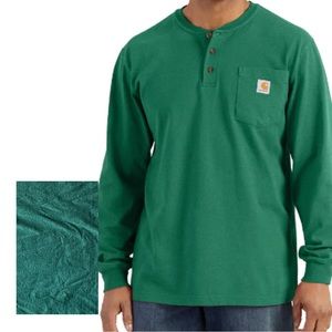 LOOSE FIT HEAVYWEIGHT LONG-SLEEVE POCKET HENLEY T-SHIRT (green)